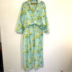Mahogany Womens Pajamas 2 Piece Set Lemon Print Leisure Lounge Cottagecore Sz M